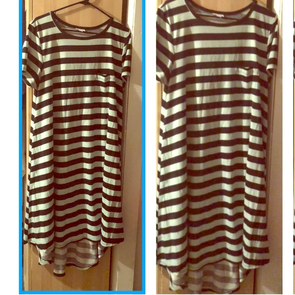 BNWOT Mint green & black striped L LuLaRoe Carly